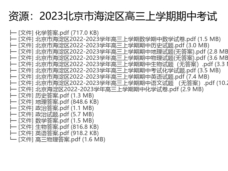2023北京市海淀区高三上学期期中考试资源