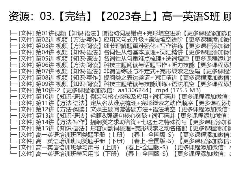 【2023春上】高一英语S班 顾斐