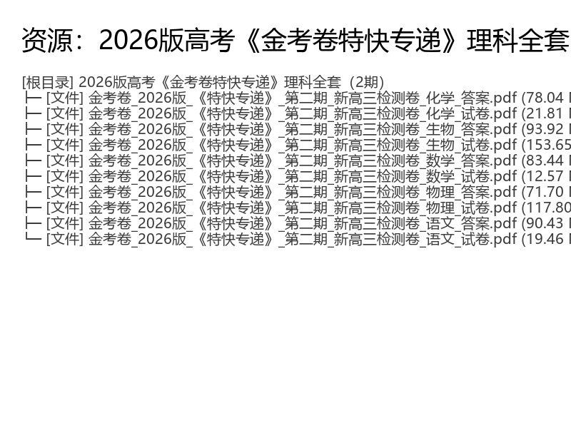 2026版新高三理科金考卷特快专递第二期