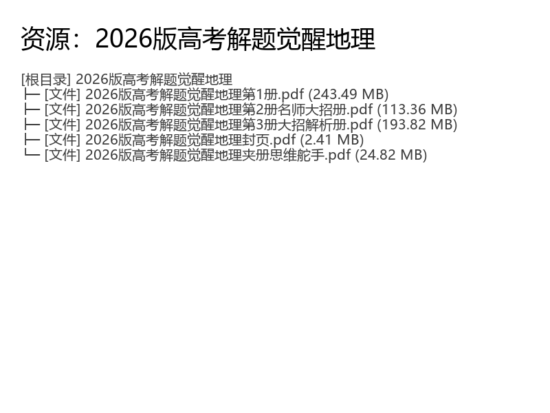 2026版高考解题觉醒地理