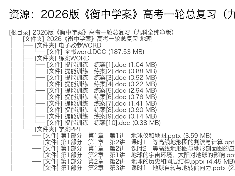 2026版高考一轮总复习衡中学案九科全纯净版电子资料